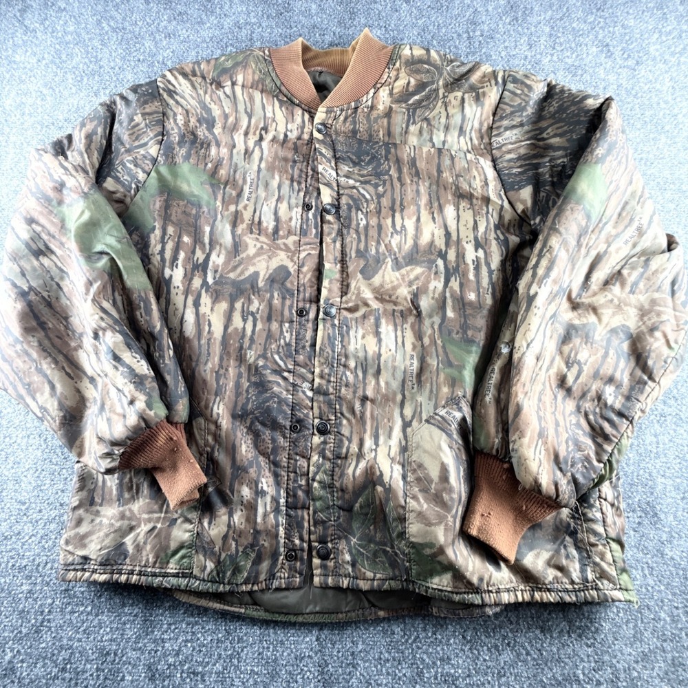 Vintage 10x Realtree Camo Jacket Mens XL USA Made Snap Front Bomber Field Coat